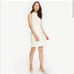Ann Taylor Buttoned A-Line Skirt Off-White